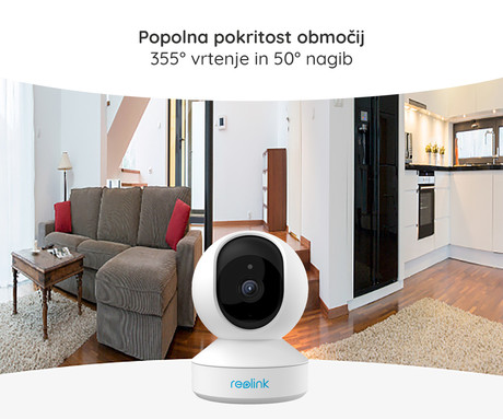 Reolink E320 IP kamera, 3MP Super HD, WiFi, vrtenje in nagibanje, IR nočno snemanje, aplikacija, dvosmerna komunikacija, pametni alarm, bela