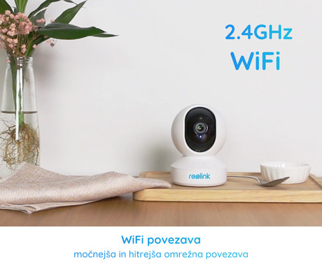 Reolink E320 IP kamera, 3MP Super HD, WiFi, vrtenje in nagibanje, IR nočno snemanje, aplikacija, dvosmerna komunikacija, pametni alarm, bela