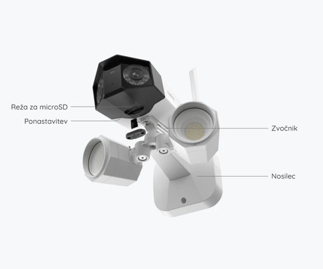 Reolink Floodlight F750W IP kamera, dva objektiva, 4K 8MP Ultra HD, WiFi, 180° snemalni kot, IR nočno snemanje, LED reflektorji, aplikacija, IP66 vodoodpornost, dvosmerna komunikacija, bela