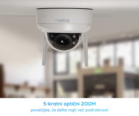 Reolink W437 IP kamera, 8MP Ultra HD, zaščita IK10, WiFi 6, IR nočno snemanje, LED reflektorji, aplikacija, vodoodporna, dvosmerna komunikacija, bela