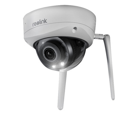 Reolink W437 IP kamera, 8MP Ultra HD, zaščita IK10, WiFi 6, IR nočno snemanje, LED reflektorji, aplikacija, vodoodporna, dvosmerna komunikacija, bela