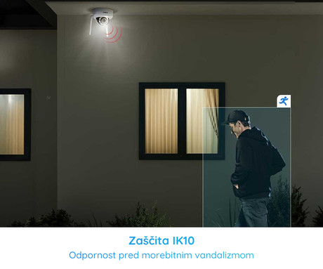 Reolink W437 IP kamera, 8MP Ultra HD, zaščita IK10, WiFi 6, IR nočno snemanje, LED reflektorji, aplikacija, vodoodporna, dvosmerna komunikacija, bela