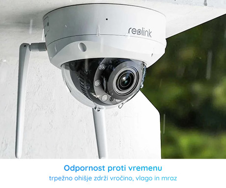 Reolink W437 IP kamera, 8MP Ultra HD, zaščita IK10, WiFi 6, IR nočno snemanje, LED reflektorji, aplikacija, vodoodporna, dvosmerna komunikacija, bela