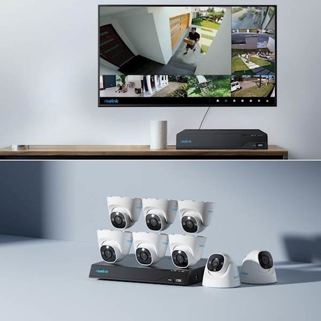 Reolink NVS16-8MD8 varnostni komplet, 8 kamer + snemalna enota, Ethernet, zaznavanje oseb in vozil, 16-kanalnih snemalnikov, 4TB trdi disk, 4K, nočni vid, bel