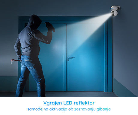 Reolink E560P IP kamera, PoE, 4K 8MP Ultra HD, vrtenje in nagibanje, IR nočno snemanje, LED reflektorji, aplikacija, vodoodporna, dvosmerna komunikacija, bela