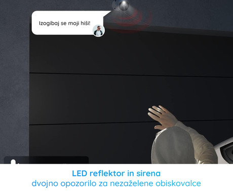 Reolink P330M IP kamera, dva objektiva, 4K 8MP Ultra HD, PoE, barvno nočno snemanje, LED reflektor, aplikacija, IP66 vodoodpornost, dvosmerna komunikacija, bela