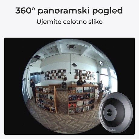 Reolink FISHEYE P520 IP kamera, 6.5MP 2K+ Super HD, POE, 360° objektiv, AI zaznavanje, Night Vision, aplikacija, dvosmerna komunikacija, pametni alarm, siva