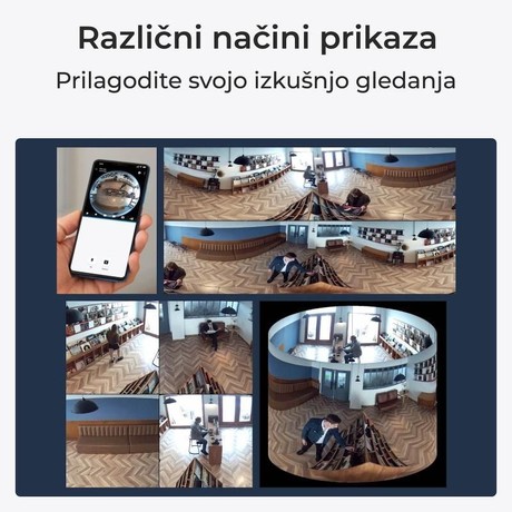 Reolink FISHEYE P520 IP kamera, 6.5MP 2K+ Super HD, POE, 360° objektiv, AI zaznavanje, Night Vision, aplikacija, dvosmerna komunikacija, pametni alarm, siva