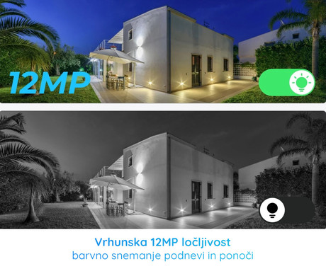 Reolink P344 IP kamera, PoE, 12MP UHD+, IR nočno snemanje, LED reflektor, aplikacija, IP67 vodoodpornost, dvosmerna komunikacija, bela