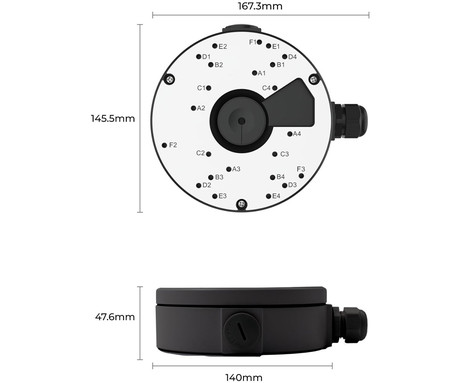 Reolink D20 Junction Box, zaščita za kable in RJ-45 konektor, kompatibilnost z Reolink kamerami, enostavna namestitev, črna