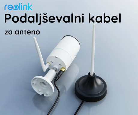 Reolink ANTENNA EX podaljševalni kabel za anteno, 3M, magnetna podlaga, enostavna uporaba, kompatibilnost z različnimi Reolink kamerami, črn