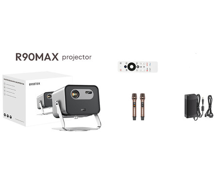 BYINTEK UFO R90 MAX prenosni LED DLP projektor, GoogleTV, Dual WIFI, Bluetooth, 2200 ANSI lumnov, samodejni fokus, STEREO zvočniki, stojalo, max 4K UHD, USB / HDMI / AUX / RJ-45, +daljinec, +dodatki