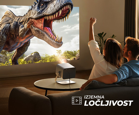 BYINTEK UFO R90 MAX prenosni LED DLP projektor, GoogleTV, Dual WIFI, Bluetooth, 2200 ANSI lumnov, samodejni fokus, STEREO zvočniki, stojalo, max 4K UHD, USB / HDMI / AUX / RJ-45, +daljinec, +dodatki