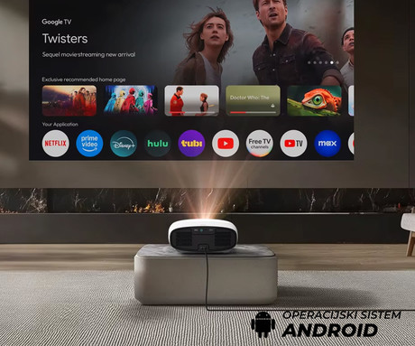 BYINTEK VEVSHAO A22 prenosni LED projektor, Android, Dual WIFI, Bluetooth, 1000 ANSI lumnov, STEREO zvočniki, samodejni fokus, deljenje zaslona, max 4K UHD, USB / HDMI / AUX, +daljinec