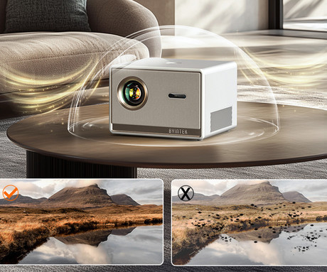 BYINTEK PLATO T5 prenosni LED projektor, Android, WIFI 6, Bluetooth, 1000 ANSI lumnov, STEREO zvočniki, samodejni fokus, deljenje zaslona, max 4K UHD, USB / HDMI / AUX / RJ-45, +daljinec, bel