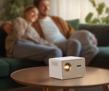 BYINTEK PLATO T5 prenosni LED projektor, Android, WIFI 6, Bluetooth, 1000 ANSI lumnov, STEREO zvočniki, samodejni fokus, deljenje zaslona, max 4K UHD, USB / HDMI / AUX / RJ-45, +daljinec, bel