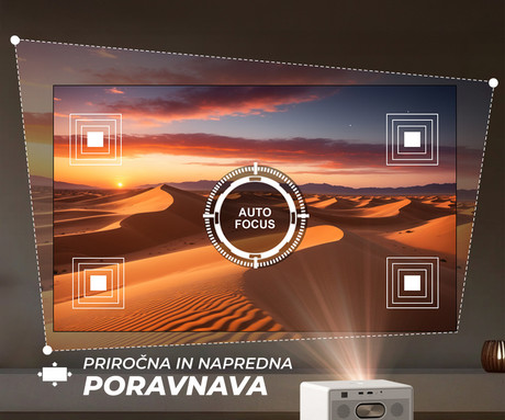 BYINTEK PLATO T5 prenosni LED projektor, Android, WIFI 6, Bluetooth, 1000 ANSI lumnov, STEREO zvočniki, samodejni fokus, deljenje zaslona, max 4K UHD, USB / HDMI / AUX / RJ-45, +daljinec, bel