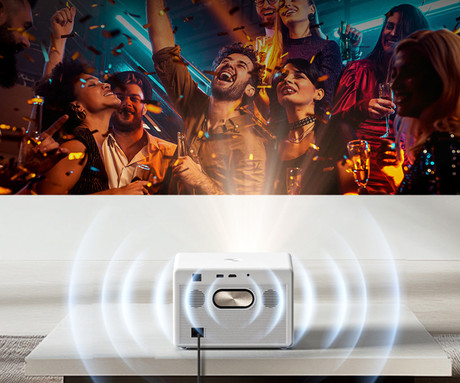 BYINTEK PLATO T5 prenosni LED projektor, Android, WIFI 6, Bluetooth, 1000 ANSI lumnov, STEREO zvočniki, samodejni fokus, deljenje zaslona, max 4K UHD, USB / HDMI / AUX / RJ-45, +daljinec, bel