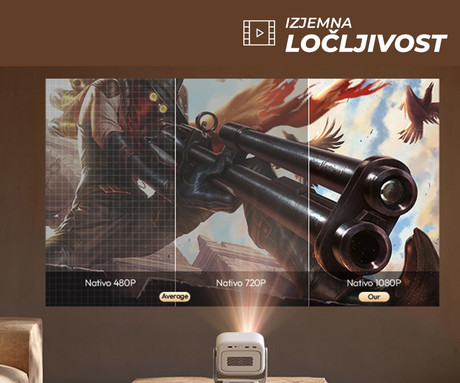 BYINTEK UFO U90 MAX prenosni 4LED DLP projektor, Android TV, Dual WIFI, Bluetooth, polnilna baterija, 700 ANSI lumnov, samodejni fokus, STEREO zvočniki, max 4K UHD, USB / HDMI / AUX, +daljinec, bel