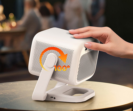 BYINTEK UFO U90 MAX prenosni 4LED DLP projektor, Android TV, Dual WIFI, Bluetooth, polnilna baterija, 700 ANSI lumnov, samodejni fokus, STEREO zvočniki, max 4K UHD, USB / HDMI / AUX, +daljinec, bel