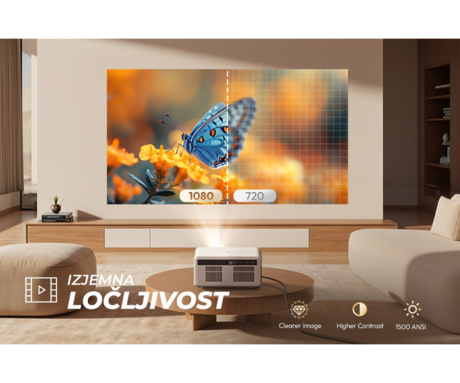 BYINTEK LOVE U14 PRO prenosni LED projektor, Android, WIFI 6, Bluetooth, 1500 ANSI lumnov, STEREO zvočniki, samodejni fokus, deljenje zaslona, max 4K UHD, USB / HDMI / AUX / RJ-45, +daljinec