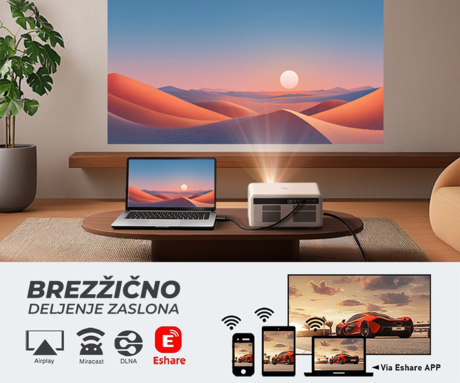 BYINTEK LOVE U14 PRO prenosni LED projektor, Android, WIFI 6, Bluetooth, 1500 ANSI lumnov, STEREO zvočniki, samodejni fokus, deljenje zaslona, max 4K UHD, USB / HDMI / AUX / RJ-45, +daljinec