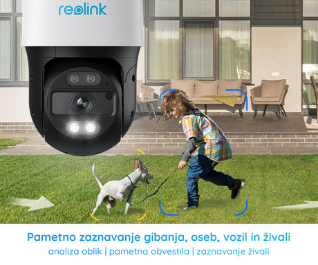 Reolink RLC-830A IP kamera, 4K Ultra HD, PoE, vrtenje in nagibanje, IR nočno snemanje, LED reflektorji, aplikacija, IP65 vodoodpornost, dvosmerna komunikacija, bela