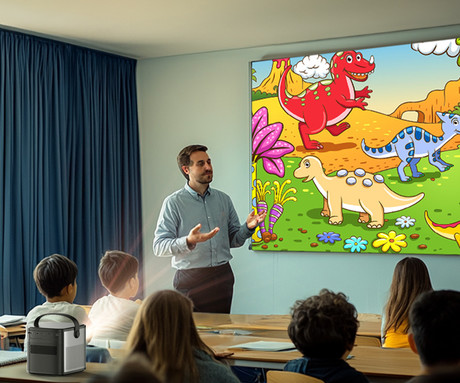 BYINTEK UFO U80 MAX prenosni 3D LED DLP projektor, GoogleTV, Dual WIFI, Bluetooth, polnilna baterija, 500 ANSI lumnov, samodejni fokus, STEREO zvočniki, max 4K UHD, USB / HDMI / AUX, +daljinec, črn