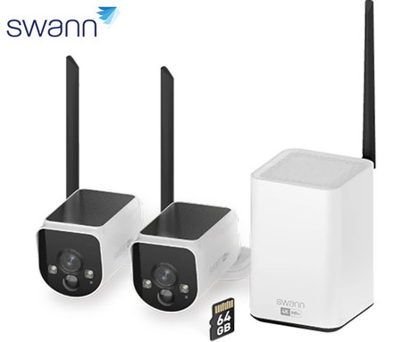 SWANN MR4KSD2 MaxRanger4K brezžični varnostni sistem, 4K UHD, 2x kamera, 1x snemalna enota, WIFI HaLow, TrueDetect+, APP, Sony STARVIS, Night2Day snemanje, mikrofon, zvočnik, IP66, +microSD