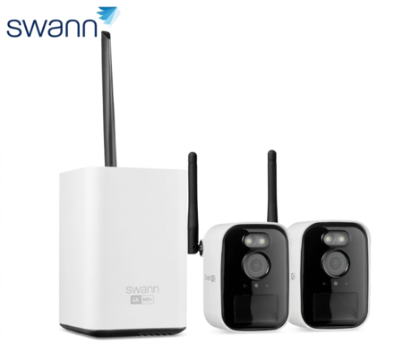 SWANN MRMINISD2 MaxRanger4K Mini brezžični varnostni sistem, 4K UHD, 2x kamera, 1x snemalna enota, WIFI HaLow, TrueDetect+, APP, Night2Day snemanje, mikrofon, zvočnik, IP66, +microSD