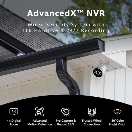 SWANN AdvancedX Series / NVR-16ADVANX / 2TB / 8x NHD-ADVANXD 4K Spotlight Dome IP Cameras