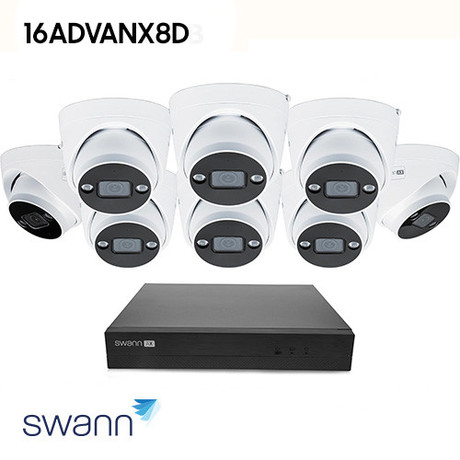 SWANN AdvancedX Series / NVR-16ADVANX / 2TB / 8x NHD-ADVANXD 4K Spotlight Dome IP Cameras
