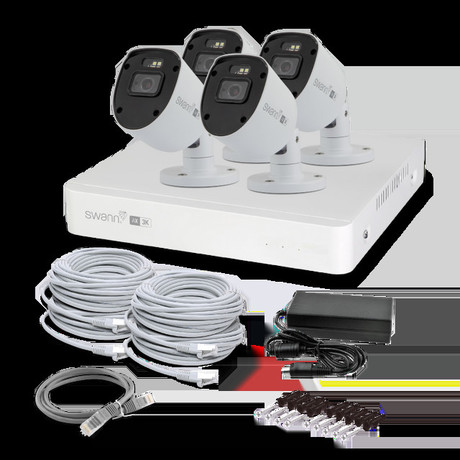 SWANN AdvancedX 5MP Series / 8ch White NVR / 1TB / 4x ADVX5MPB 5MP Spotlight Bullet IP Cameras