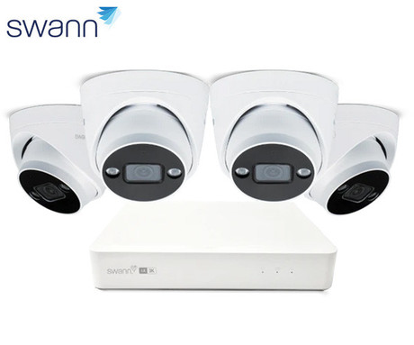SWANN AdvancedX 5MP Series / 8ch White NVR / 1TB / 4x ADVX5MPD 5MP Spotlight Dome IP Cameras