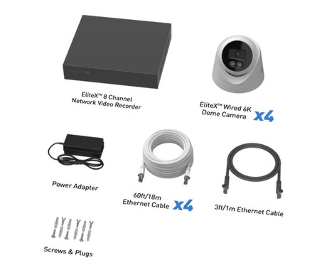 SWANN EliteX 12MP Series / 8ch NVR / 2TB / 4x EX12MPD 12MP Dome IP Cameras