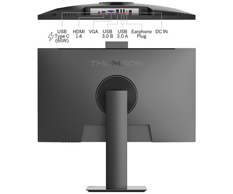 THOMSON M27FB7C14V monitor s kamero, 69cm (27"), Full HD, 100Hz, IPS, 5ms, 300nit, 110% sRGB, HDR10, HDMI, USB-C, AV-in, višina, vrtenje, nagibanje, AdaptiveSync, Anti Glare, Low Blue Light, VRR