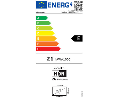 THOMSON M27FB7C14V monitor s kamero, 69cm (27"), Full HD, 100Hz, IPS, 5ms, 300nit, 110% sRGB, HDR10, HDMI, USB-C, AV-in, višina, vrtenje, nagibanje, AdaptiveSync, Anti Glare, Low Blue Light, VRR