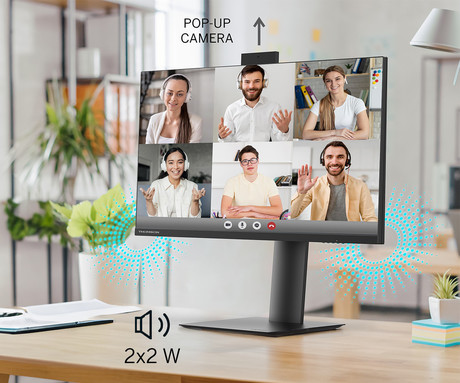 THOMSON M27FB7C14V monitor s kamero, 69cm (27"), Full HD, 100Hz, IPS, 5ms, 300nit, 110% sRGB, HDR10, HDMI, USB-C, AV-in, višina, vrtenje, nagibanje, AdaptiveSync, Anti Glare, Low Blue Light, VRR