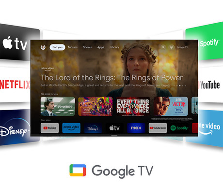 THOMSON 32HG2S14 LED TV sprejemnik, 81cm (32"), HD, Google TV, WiFi, Bluetooth, Dolby Audio, Google Assistant, Chromecast, Frameless oblika, pametni daljinec, bel (Pure White)
