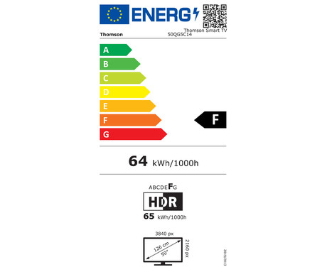 THOMSON 50QG5C14 QLED TV sprejemnik, 126cm (50"), 4K UHD, Google TV, WiFi, Bluetooth, HDR10, Dolby Atmos, Dolby Vision, Google Assistant, Chromecast, HOTEL Mode, vrtljivo stojalo, pametni daljinec