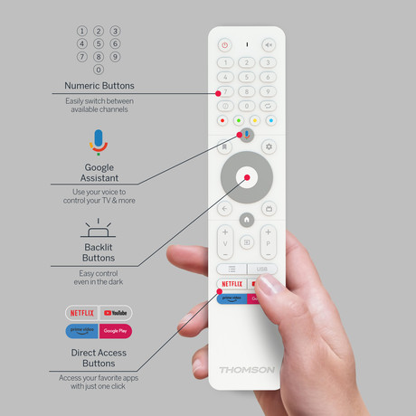 THOMSON 32HA4M44 GO TV sprejemnik, 81cm (32"), HD, Android, 5000mAh baterija, bel (Pure White)