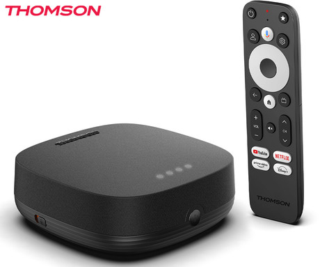 THOMSON STREAMING BOX PLUS 270 multimedijski predvajalnik / center, 4K UHD, Google TV, WiFi, Bluetooth, Dolby Vision&Atmos, Google Assistant, Chromecast, mikrofon, pametni daljinec, črn(Premium Black)