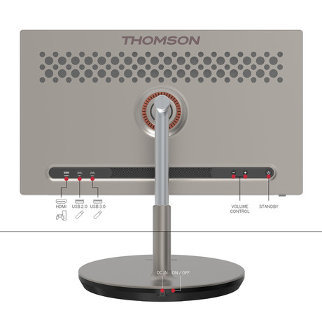 THOMSON 32UE5M45 GO Plus TV sprejemnik, 81cm (32"), 4K UHD, Android TV, 9000mAh baterija, WiFi 6, Bluetooth, zaslon na dotik, nastavljiv kot / naklon / višina, zlat (Champagne Gold)
