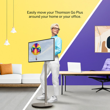 THOMSON 32UE5M45 GO Plus TV sprejemnik, 81cm (32"), 4K UHD, Android TV, 9000mAh baterija, WiFi 6, Bluetooth, zaslon na dotik, nastavljiv kot / naklon / višina, zlat (Champagne Gold)