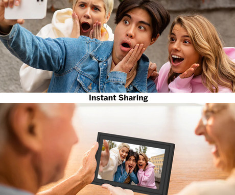 THOMSON F10 pametni digitalni foto okvir, 25.6cm (10.1"), HD IPS zaslon na dotik, Smart Frame aplikacija, WiFi, Android + iOS, 32GB ROM, razširljiv spomin, zvočniki, USB-A, USB-C, črn