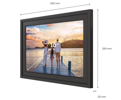 THOMSON F10 pametni digitalni foto okvir, 25.6cm (10.1"), HD IPS zaslon na dotik, Smart Frame aplikacija, WiFi, Android + iOS, 32GB ROM, razširljiv spomin, zvočniki, USB-A, USB-C, črn