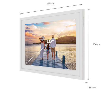 THOMSON F10 pametni digitalni foto okvir, 25.6cm (10.1"), HD IPS zaslon na dotik, Smart Frame aplikacija, WiFi, Android + iOS, 32GB ROM, razširljiv spomin, zvočniki, USB-A, USB-C, bel