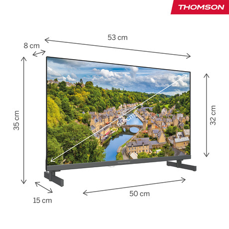 THOMSON 24HQG3S15CW QLED TV sprejemnik, 61cm (24"), HD, Google TV, 220+12V napajanje, WiFi, Bluetooth, Dolby Audio, Google Assistant, Chromecast, Frameless oblika, pametni daljinec, bel (Pure White)