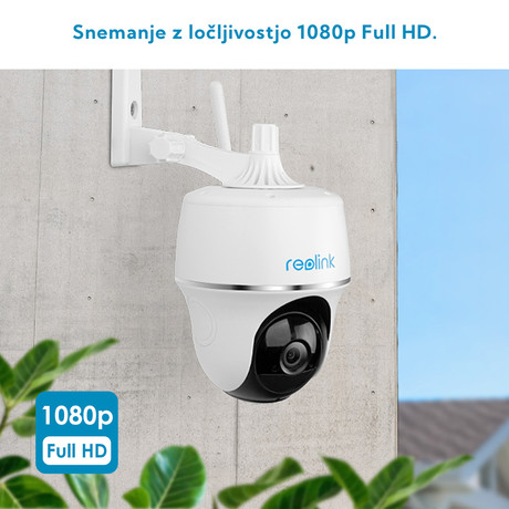EOL - Kamera Reolink ARGUS PT, brezžična, WiFi, 1080p Full HD, nočno snemanje, senzor gibanja, aplikacija, dvosmerna komunikacija, vrtljiva, vgrajena baterija + opcija solarno polnjenje, IP65