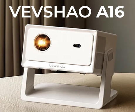 BYINTEK VEVSHAO A16 prenosni LED projektor, Android, Dual WIFI, Bluetooth, 400 ANSI lumnov, zvočnik, samodejni fokus, deljenje zaslona, max 4K UHD, USB / HDMI / AUX, +daljinec, bel